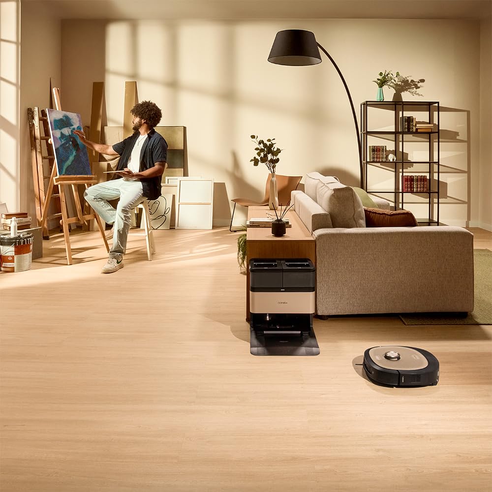Cecotec Robot Aspirateur et Laveur de Sols avec IA, Base Autovidage et Technologie Laser Conga Z100. 20000Pa, Serpillière Bimatière XXL, Autovidage Poussière, Eau et Nettoyage de Serpilleres, App