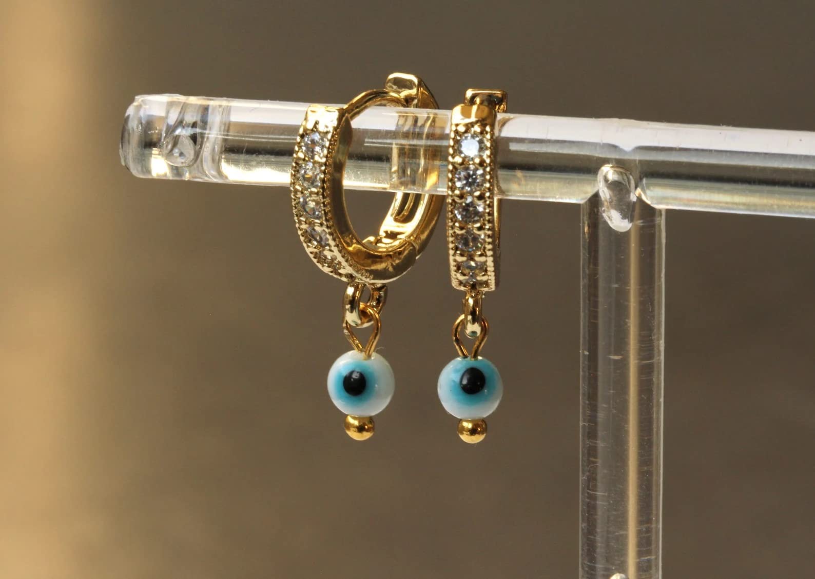 Creolen Evil Eye Charm Ohrringe/Zirkonia Ohrringe/Resin Schmuck gold/Geschenk für Sie/Trend Schmuck/Auge Creolen/Glück Schmuck