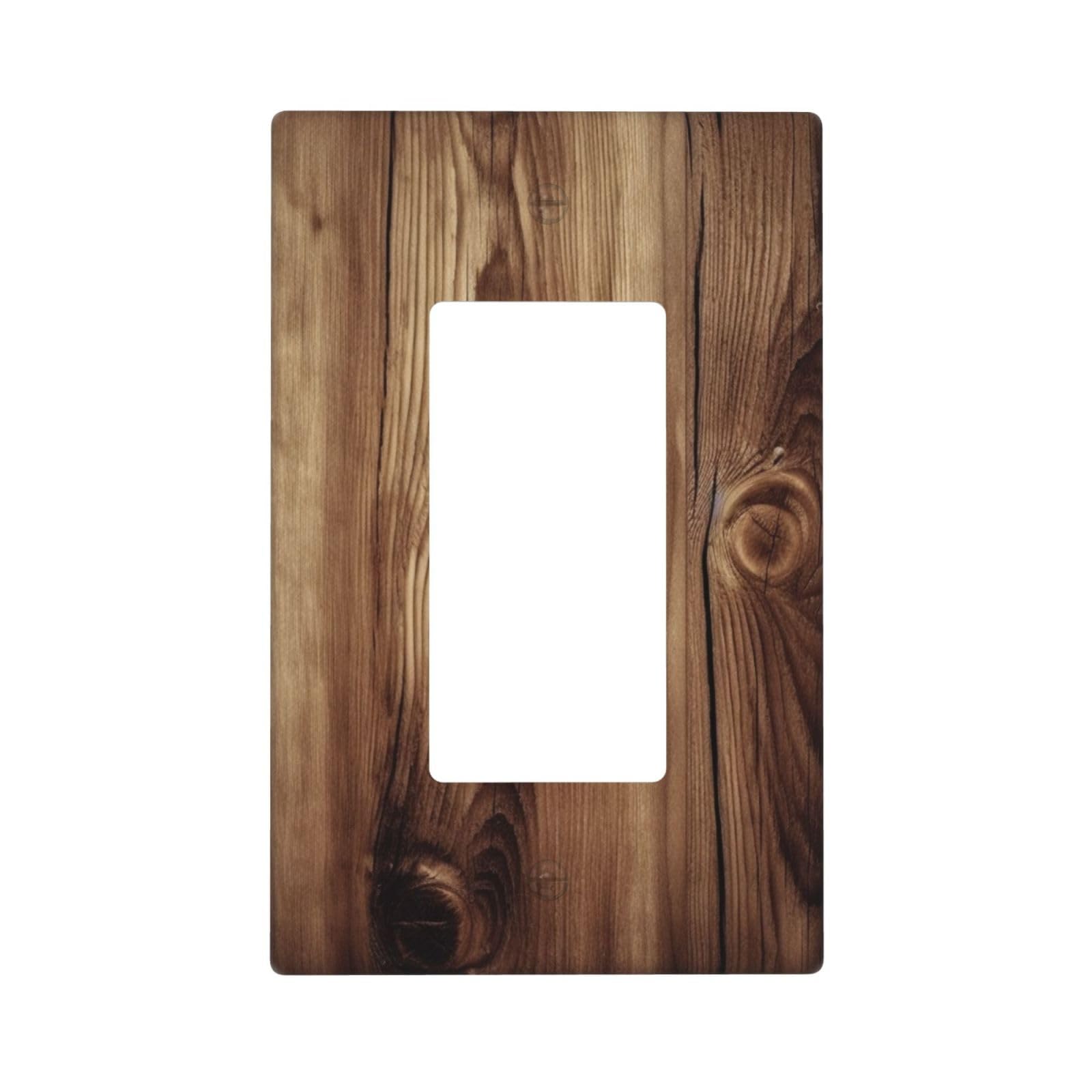 Decorator Wall Plate 1 Gang Light Switch Covers Decorator Receptacle Outlet Covers Wood Grain Wall Plates for Electrical Outlets Plug Cover Single Rocker Switch Plates