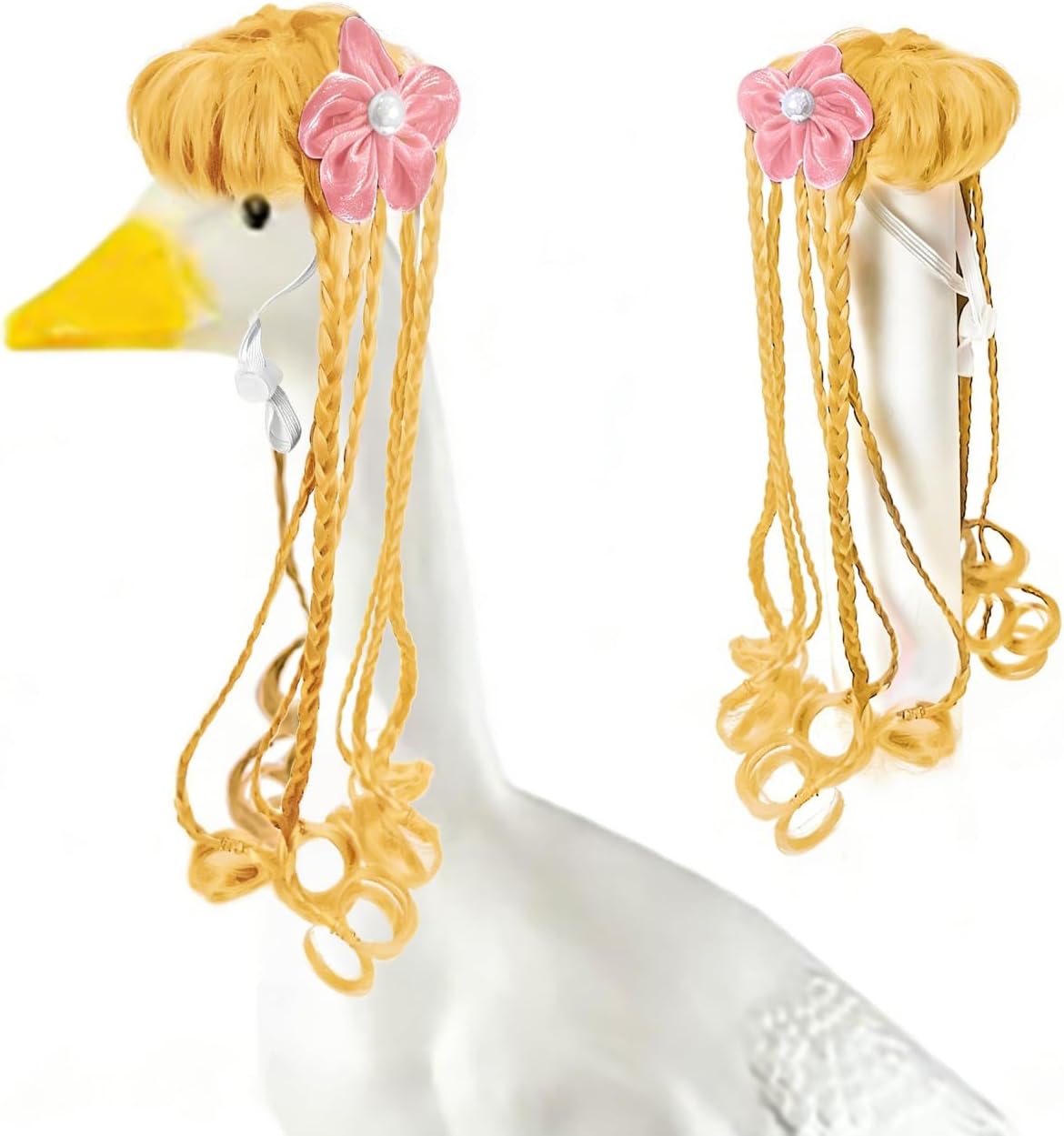 23 inch Porch Goose Big Goose Headdress Dressing Funny Goose Explosion Head Long Braid -7 to 15 Days delivery (Goose Pigtail Wig [Yellow])