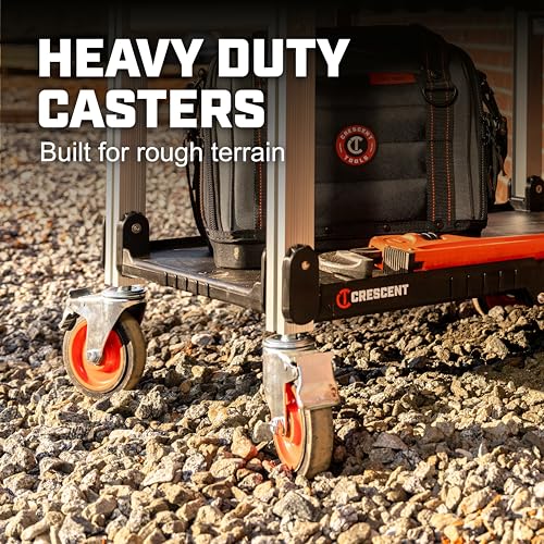 Crescent SITERUNNER, 3 Shelf Heavy Duty Folding Jobsite Cart - 300-lb Capacity, F3SCBL