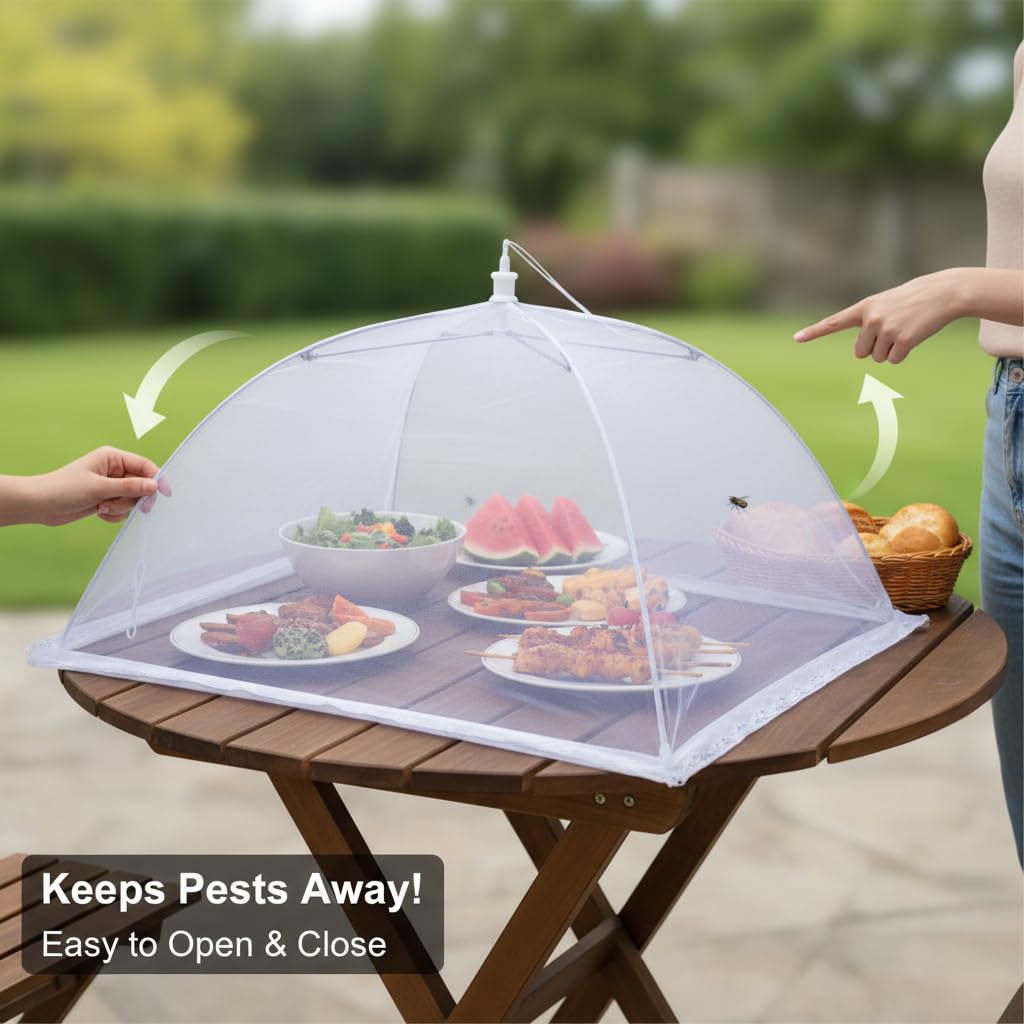 Lot de 2 couvercles alimentaires pour l'été - Protection contre la poussière et les mouches - Pliables - Diamètre : 33 cm - Protection contre la poussière et les fruits