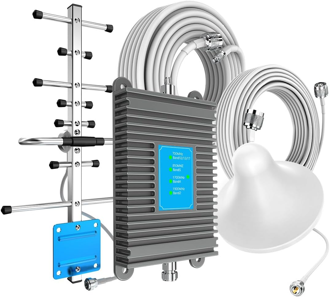 Cell Phone Signal Booster for Home 5G 4G LTE Band 2/4/5/12/17/13 Cell Booster for All U.S. Carriers Verizon, ATT, Sprint, Outdoor Directional and Indoor Omni-Directional Antenna Kit FCC Approved