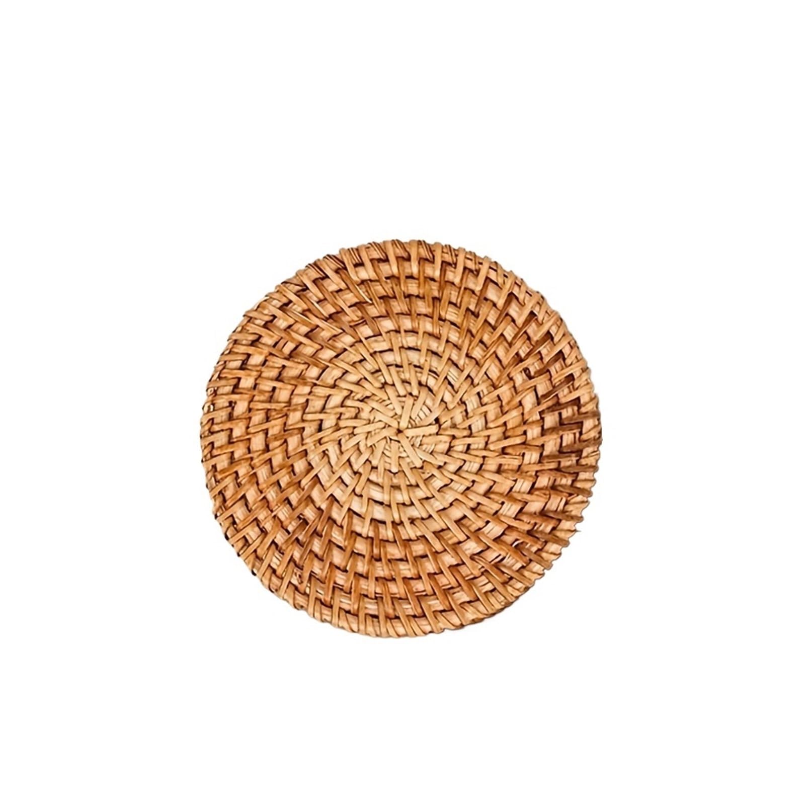 6 Pcs Drink Coasters Tea Accessories Round Tableware Placemat Dish Mat Rattan Weave Cup Heat Insulation Pad Diameter 8Cm For Drinks Home