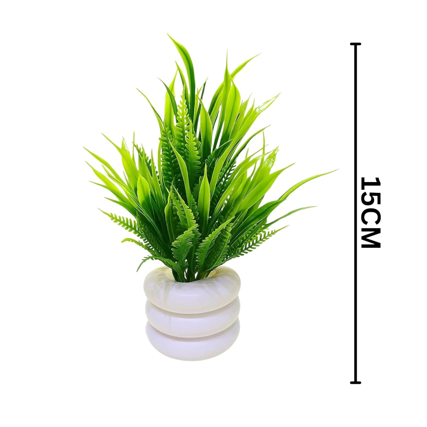 Dekorly Premium Faux Greenery Plant Set in Stylish White Rounded Pots- Set of 8 Eucalyptus Plants pots | Perfect Shelf & Table Accent 1