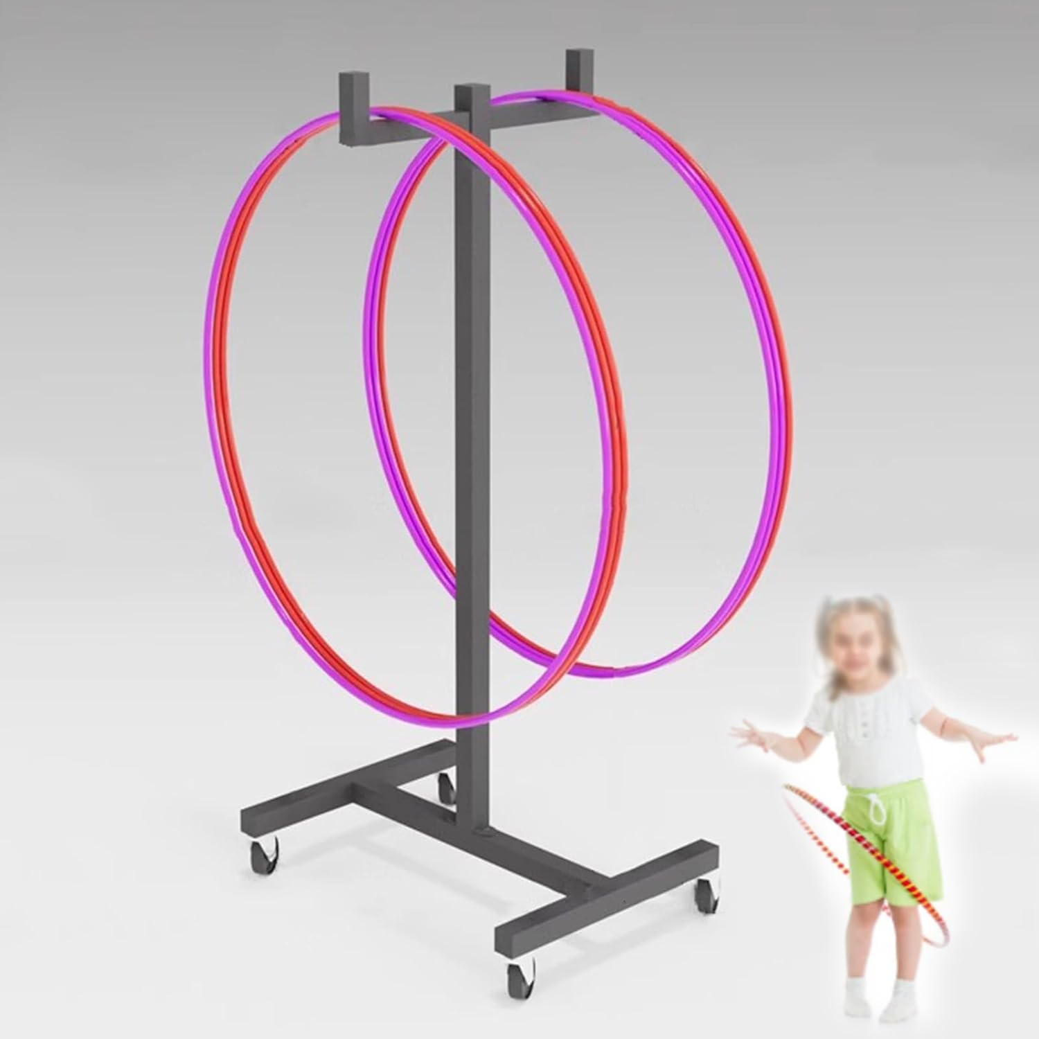 Supporto per Hula Hoop Nero, espositore per Cerchio di agilità Commerciale per Palestra/Club di Ginnastica/Campo di Allenamento/Negozio di Vendita, Grande Supporto p,