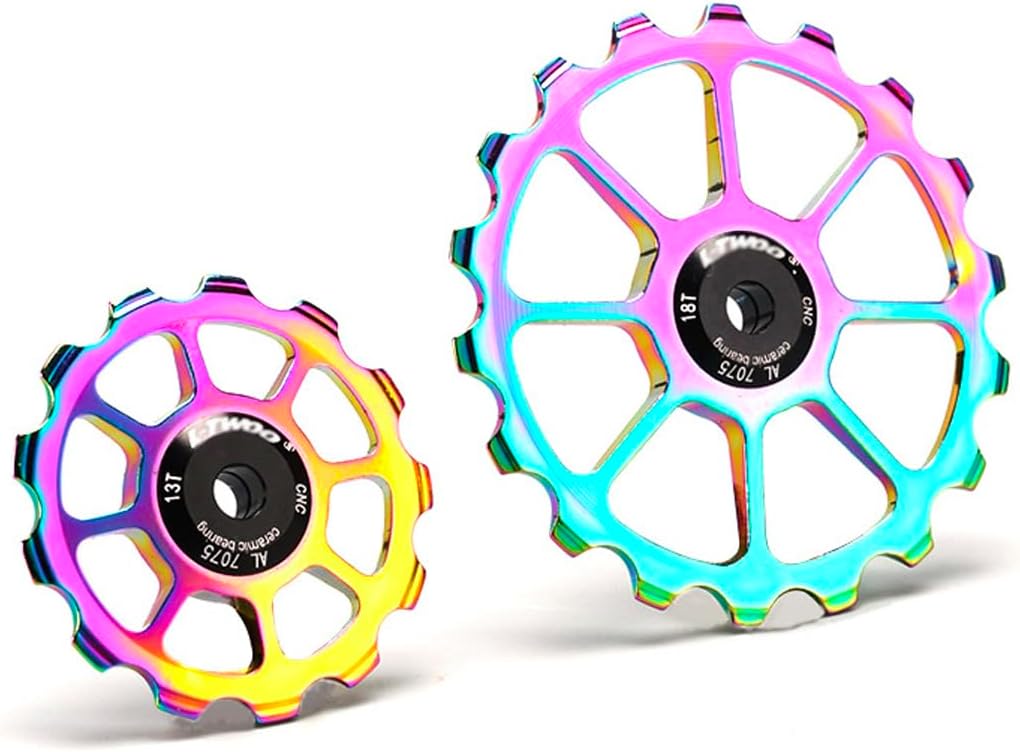 Lightweight Carbon Fiber Road Bicycle Bike Rear Derailleur Pulley Wheel System Compatible Shimano use 13T 18T Laser Color Big Pulley