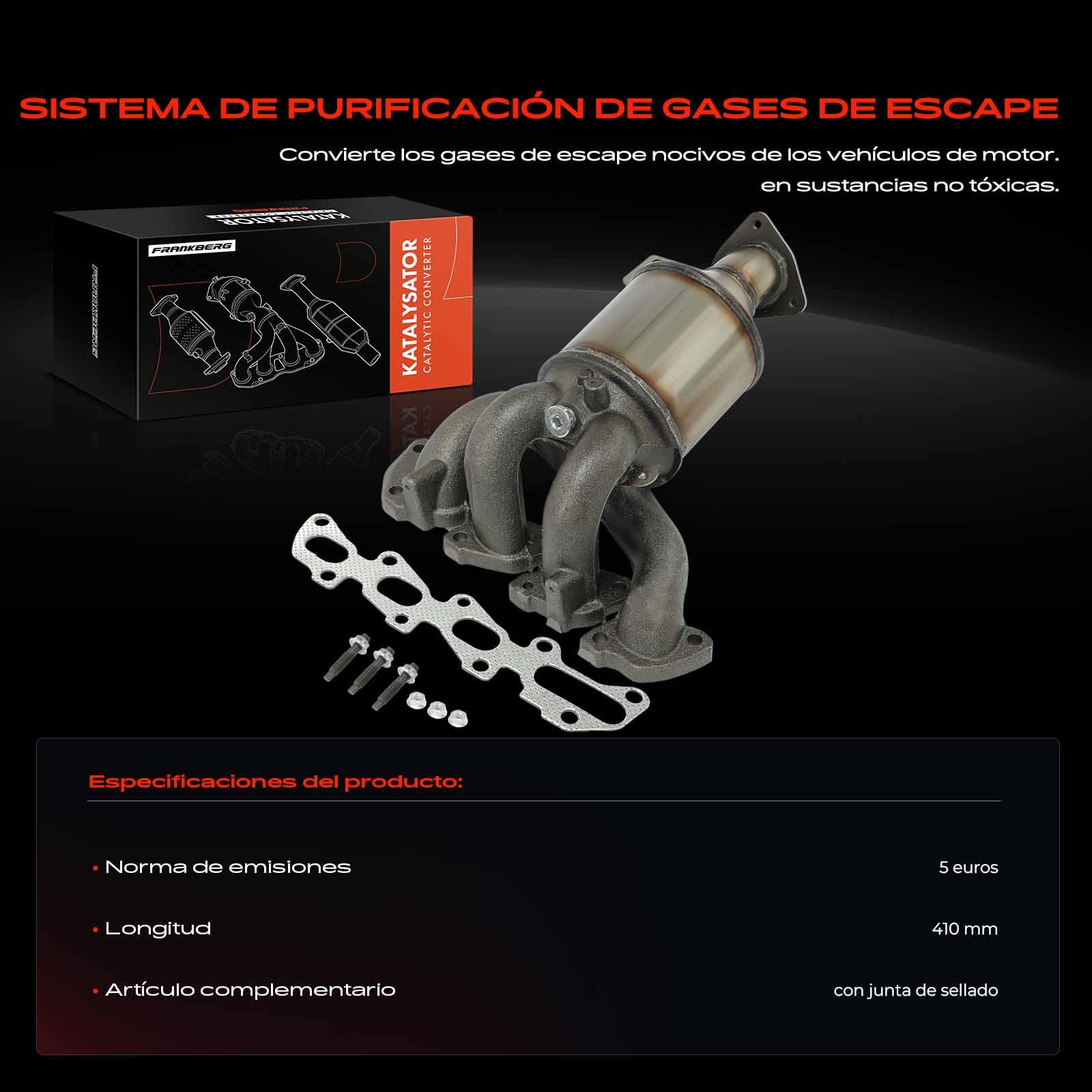 Frankberg Catalizador Gasolina Compatible con Adam M13 1.4L Adam M13 1.2L Corsa D S07 1.4L Corsa E X15 1.4L Astra J P10 1.4L Replace# 28760