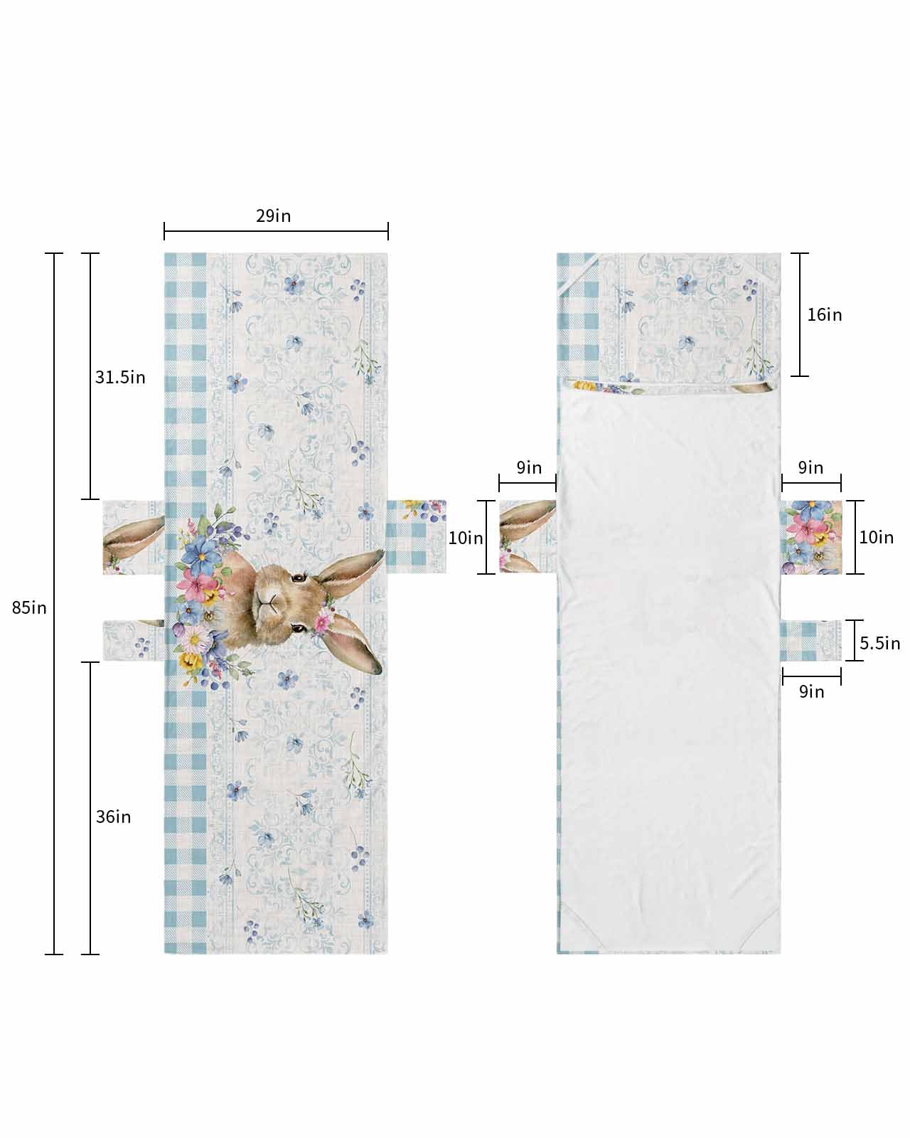 Blue Bunny Easter Beach Lounge Chair Towel Cover, Soft Chaise Lounge Towel with Side Pockets Patio Pool Chairs Cover for Beach/Pool Sunbathing 29x85 Spring Floral Elegant Botanical Plaid