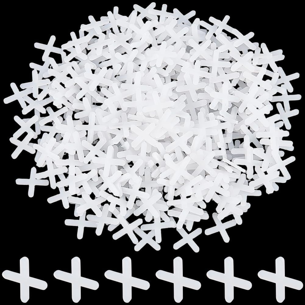 CREATCABIN 1/8 Inch 500Pcs Wide Tile Spacers Tiles Leveler Plastic Cross Spacers Floor Wall Ceramic Replaceable Removable Levelers Wall Floor for Ceramic Stone Installation