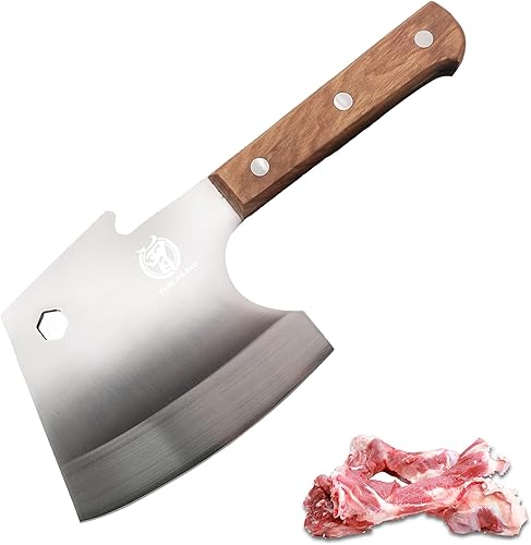 ZENG JIA DAO Cuchillo de carnicero para cortar carne hecho a mano con hachas de carnicero resistentes forjadas a mano, mango de madera de pera para