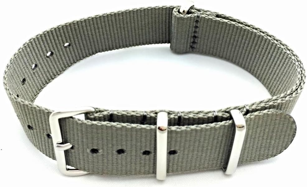NewLife 20mm Gray, Military Style Nylon Fabric Watchband | Vintage, Heavy Duty Replacement Wrist Watchstrap that brings to Any Watch for Men and Women