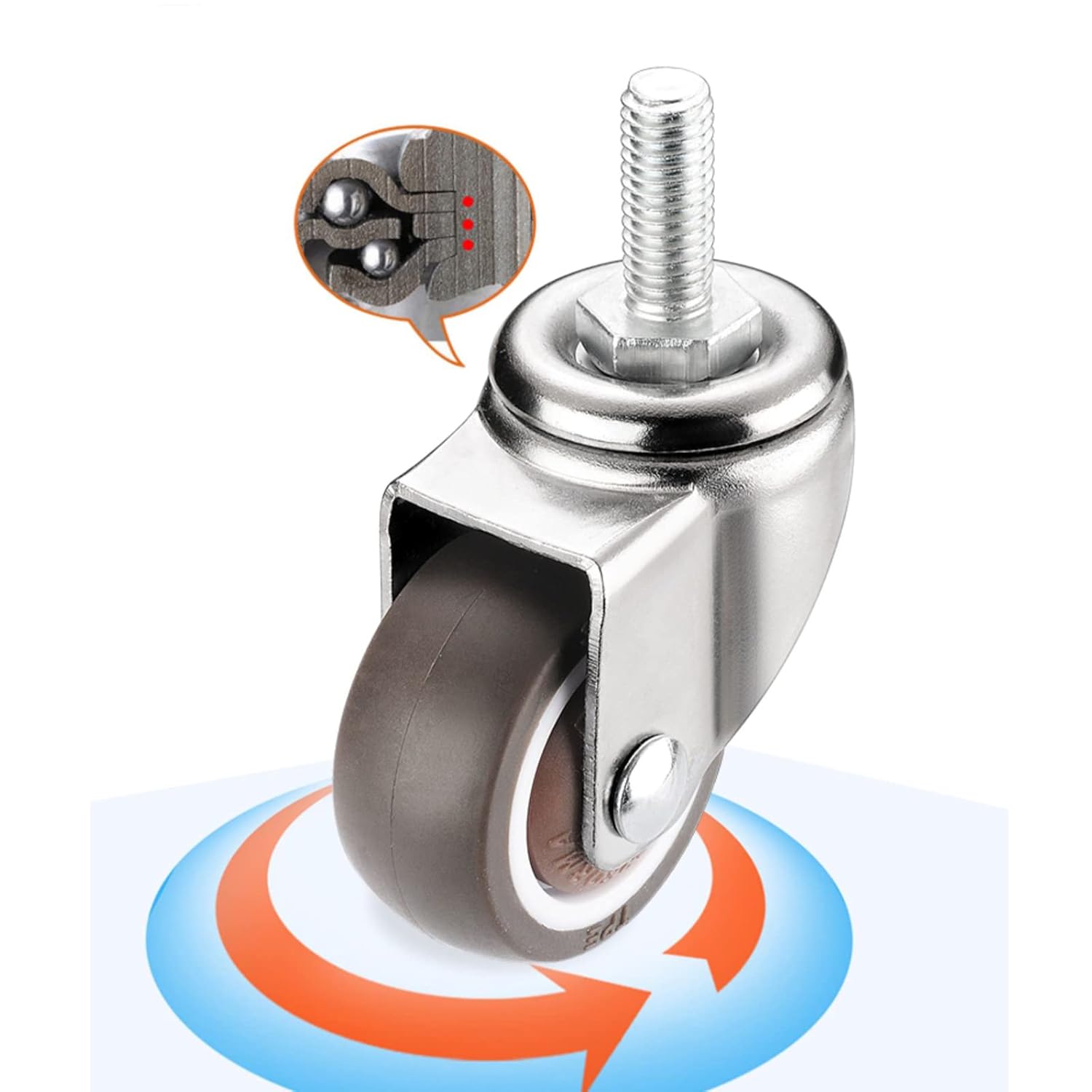 ホイール4個セット 回転キャスターホイール ねじ式ステムキャスター 移動キャスター ソフトラバーホイール 耐摩耗性スムースキャスター