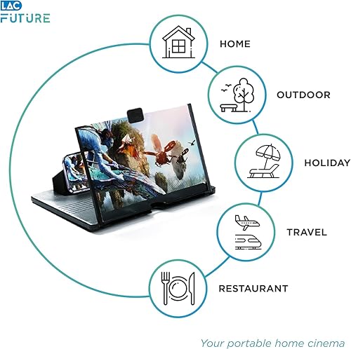 Miniatura 4 de LAC - Lupa de pantalla de 14 pulgadas para teléfono celular, proyector de aumento de pantalla para películas y juegos, soporte plegable con
