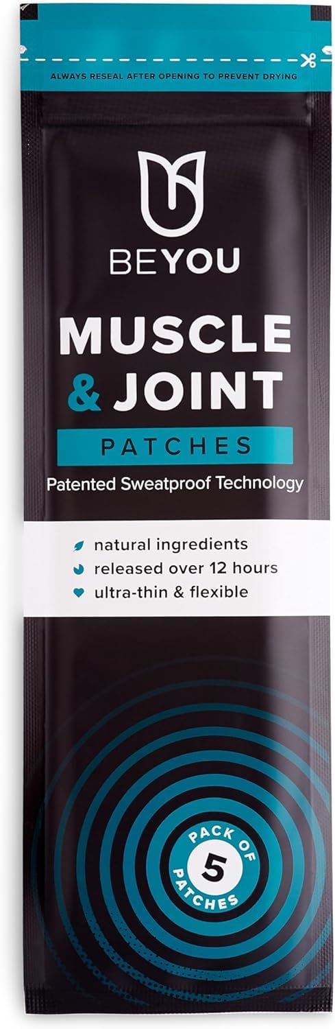 BeYou Muscle and Joint Pain Relief Patches - Back Pain, Sciatica, Arthritis, Knees, Neck and Shoulders - High Strength Natural Pain Relief - Patented Matrix of Menthol and Eucalyptus (10 Patches)