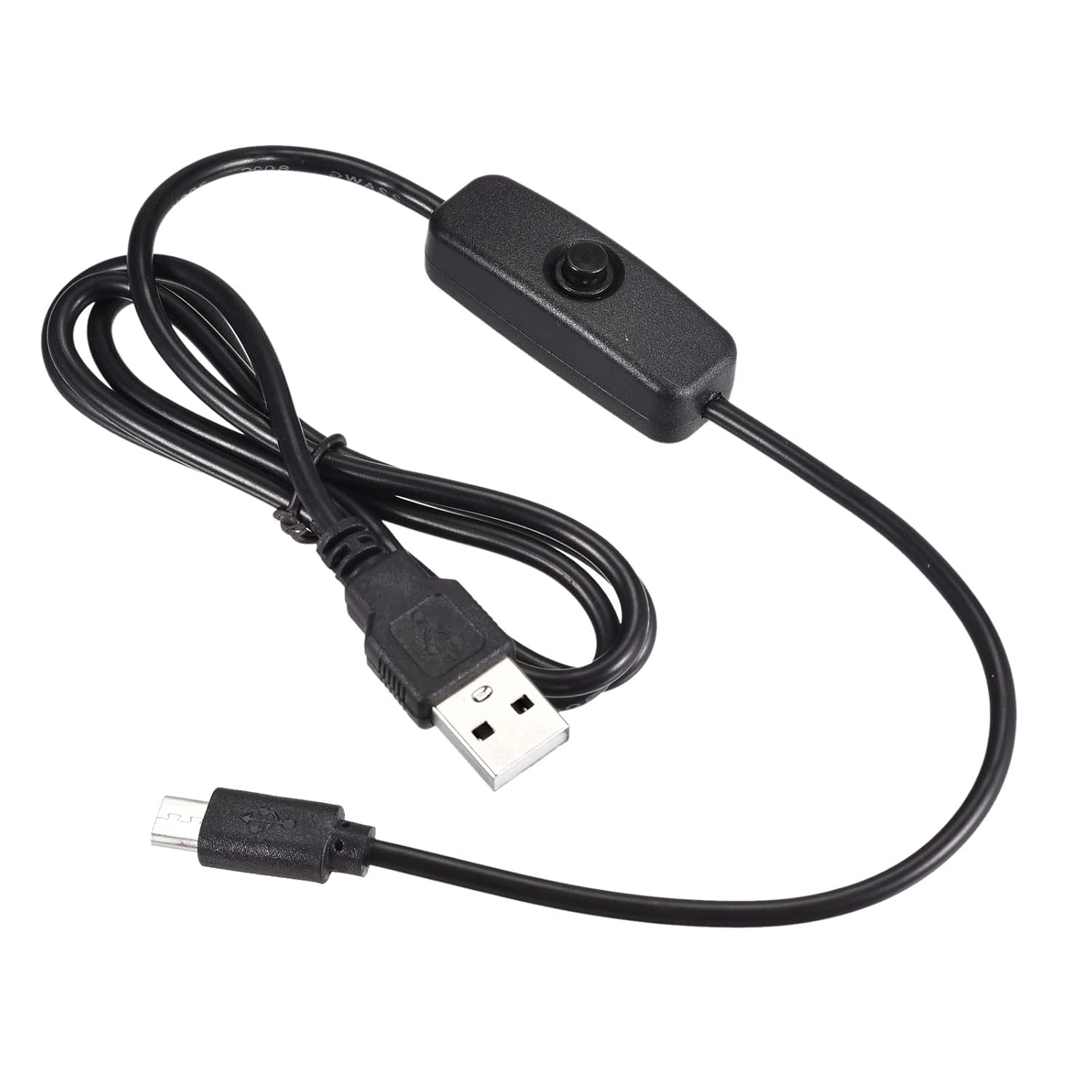 YOKIVE USB Cable with Switch, Male to Micro USB Male Extension Cable, Easily Carried, Great for USB Fans, LED Desk Lamps (Black, 1M/3.28-Feet)