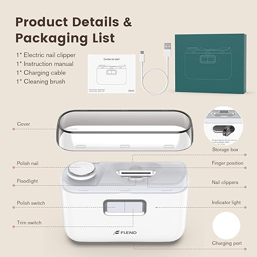 Miniatura 9 de Cortaúñas eléctrico, cortaúñas automático 2 en 1, recortador de uñas eléctrico de 2 velocidades con luz LED, cortaúñas eléctrico para bebés, niños,