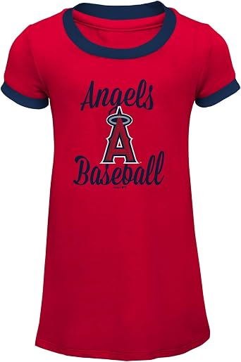 Outerstuff MLB Girls Youth 7-16 Los Angeles Angels Baseline Ringer Tee Dress