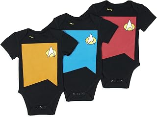 Star Trek: The Next Generation Infant Boys' Primary Colors Crew Uniform Red Gold Blue Sleeper 3 Pack Sleep Pajama