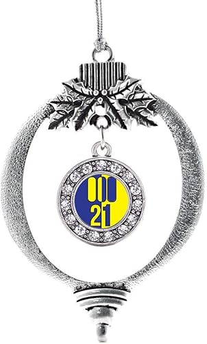 Miniatura 44 de Inspired Silver - My Vintage Initials - Adorno con dije de letra V - Adornos navideños de círculo plateado con joyas de circonita cúbica