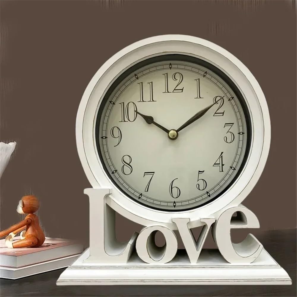 Chambre Horloge de Bureau rétro, Petit réveil, silencieuse, décoration Chambre à Coucher, Salon, Maison, Chevet Maison(Blanc)