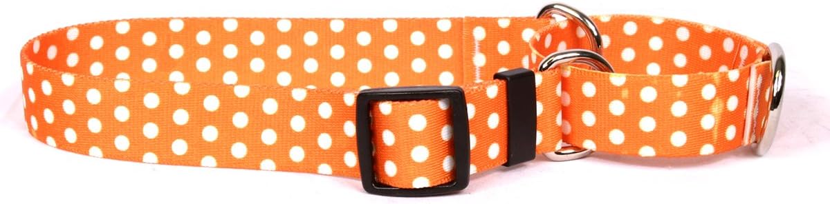 Yellow Dog Design Martingale Slip Collar, Black Polka Dot, Small 14"
