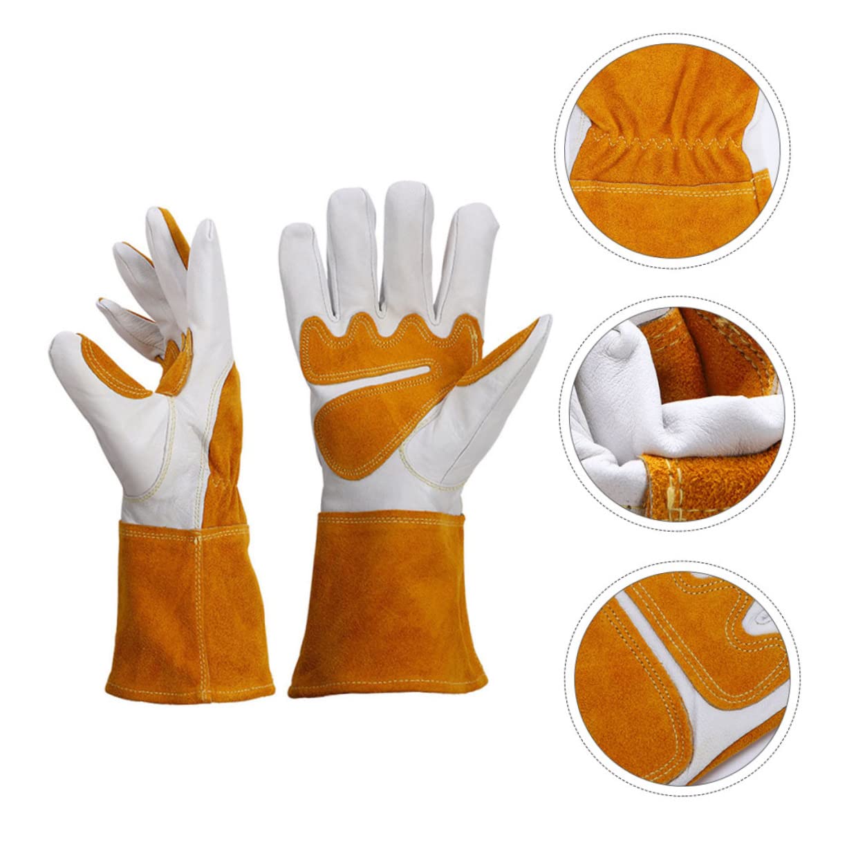 1par Guantes De Jardinería De Piel De Oveja y Vacuno Ajustables y Resistentes Protección Laboral Para Uso Exteriores Talla