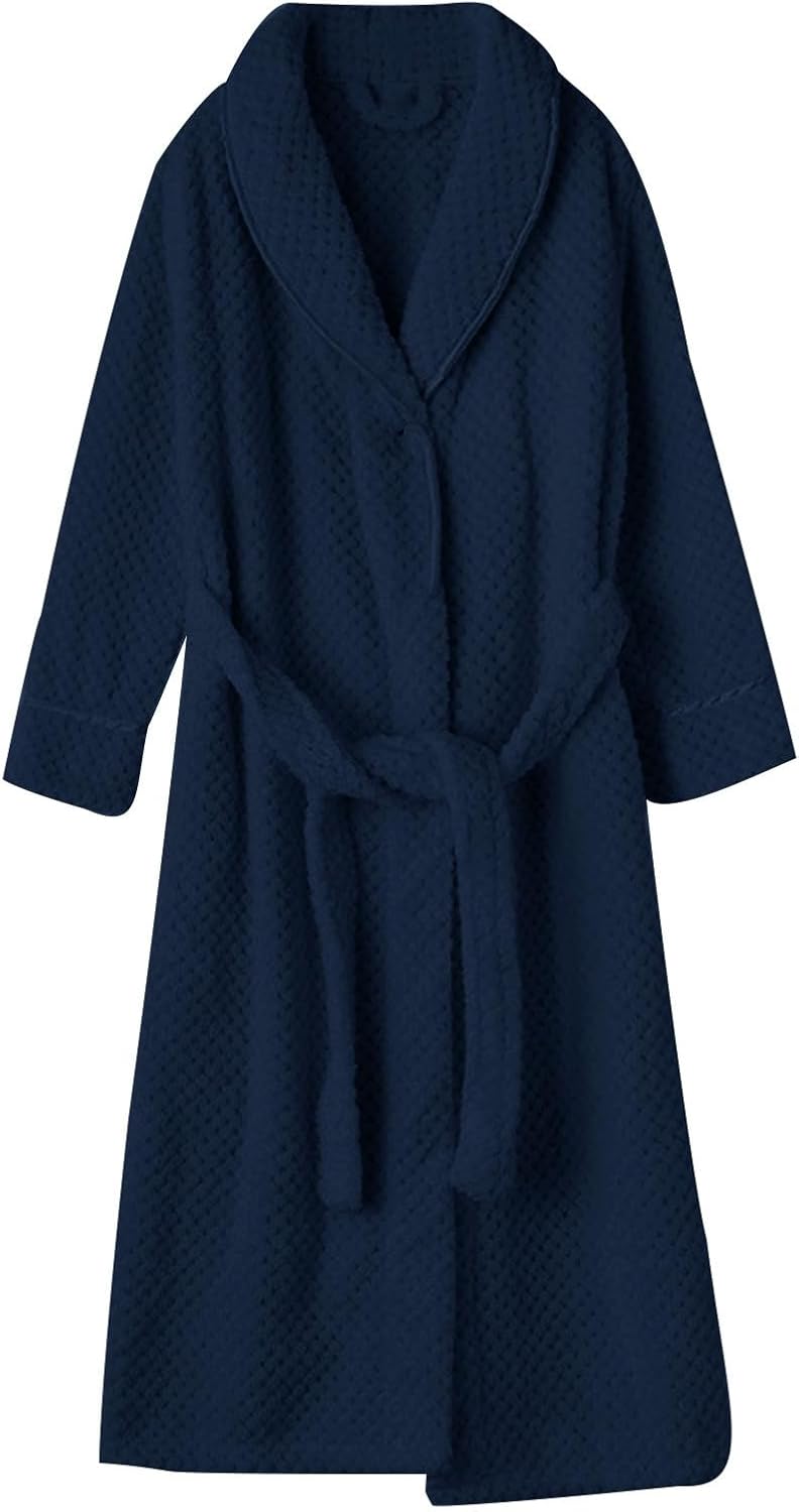 Women's Coral Fleece Long Spa Robe Thick Warm Couple Lounge Wear