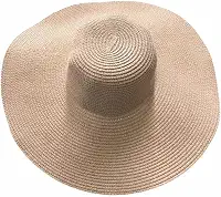 Chapéu Praia Palha Liso Aba Grande Feminino Personalizável