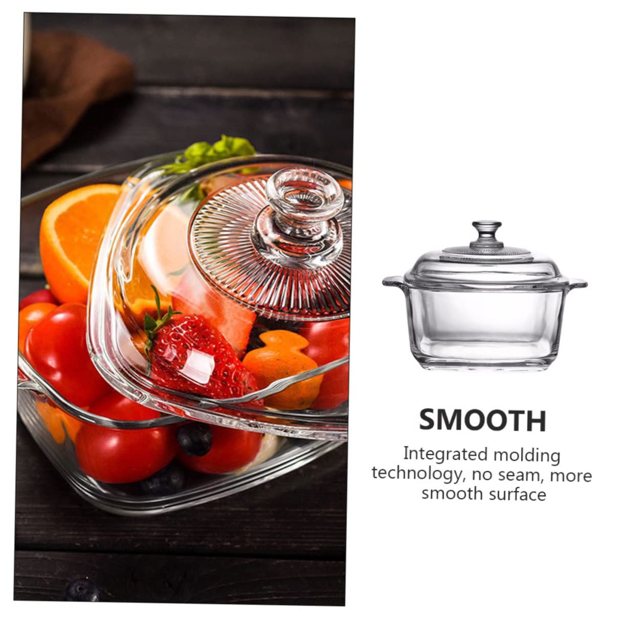 VICASKY Mikrowellengeeignete Glas Schüssel mit Deckel 1l Hitzebeständig und Rissfest Zarte Schale für Buffet und Tisch im Klaren Kristalldesign