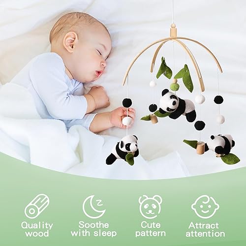 Miniatura 5 de Móvil de bebé para cuna, decoración móvil de guardería, decoración de panda para bebé, móvil suave para niño, niña