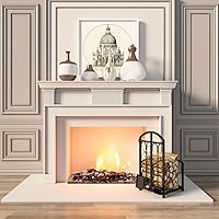 Vista 6 de Estante de almacenamiento de leña, hierro, negro, portátil, 20 pulgadas