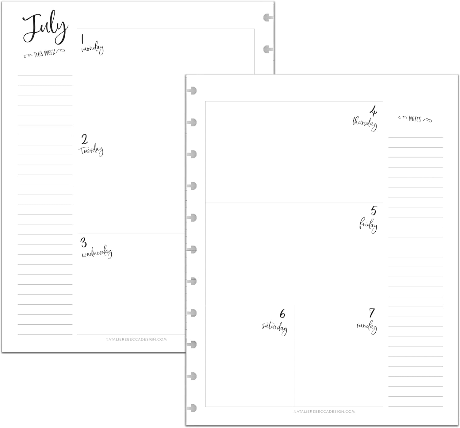 BetterNote July 2026 - June 2027 Academic HORIZONTAL View Calendar Refill for Disc-Bound Notebook, Fits Levenger Circa, Arc, Happy Planner, TUL, Inkwell Press, Whimsy (11-Disc, 8.5"x11")