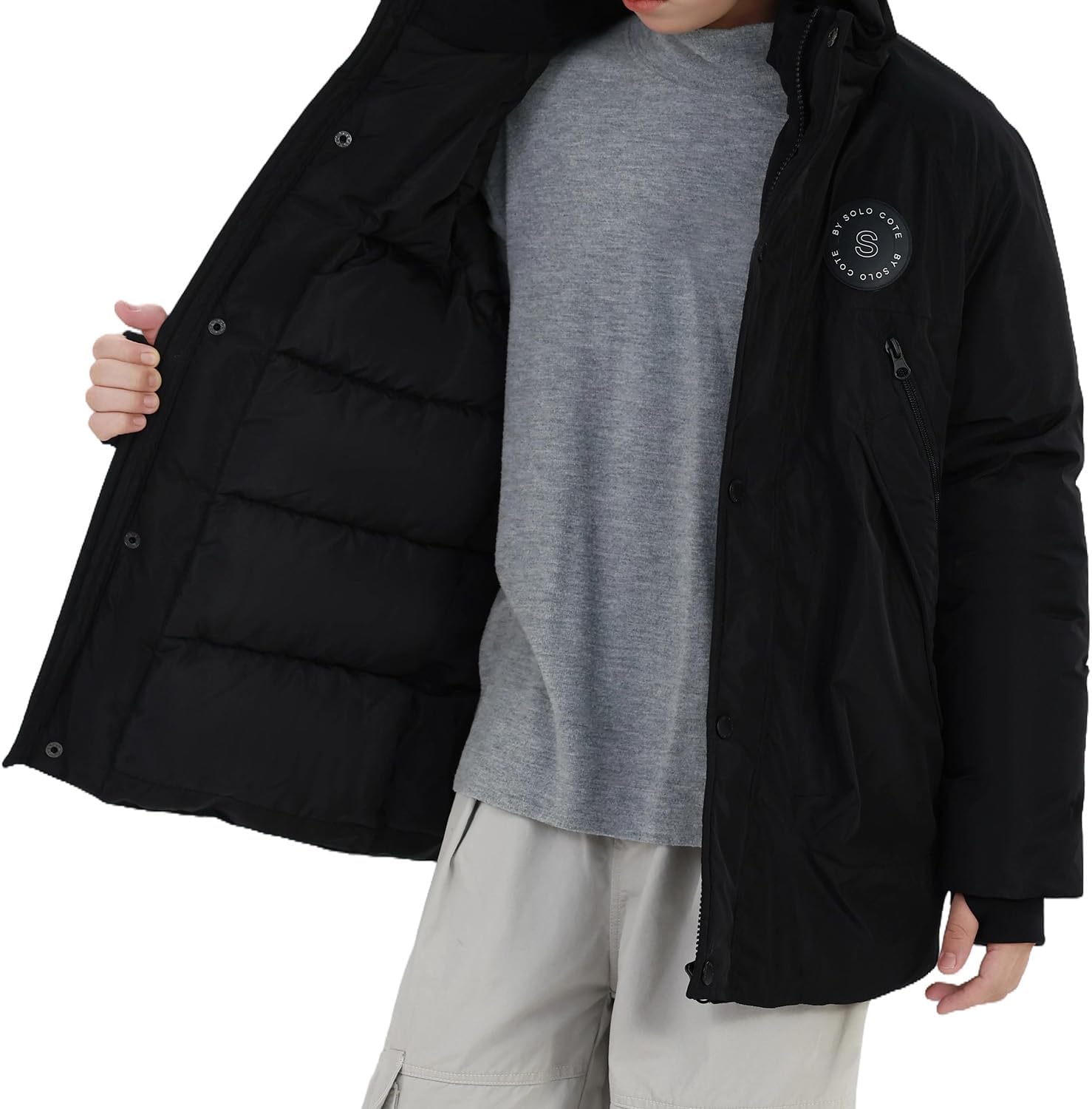 solomate Boys Winter Coats with Hood - Toddler Boys' Outerwear Winter Puffer Heavyweight Fleece Lined Jackets for Kids - Image 4