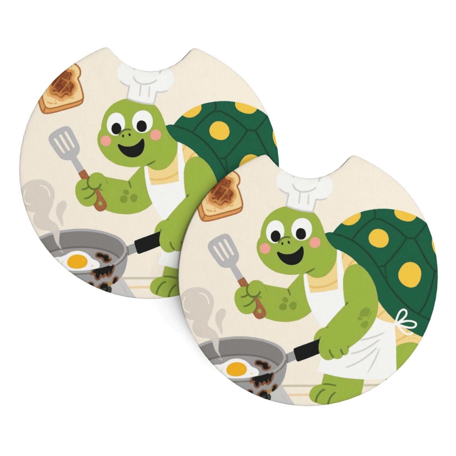2 Pack Car Coaster for Cup Holders Funny Turtle Car Cup Coaster 2.7" Neoprene Non-Slip Automotive Cup Mat Universal Auto Car Interior Accessories for Women Men Cup Pad