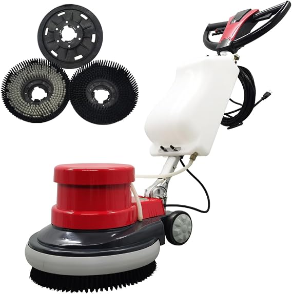 TECHTONGDA Floor Polisher & Buffer Commercial Floor Buffer Scrubber 17 Carpet Cleaning Machine 154RPM Industrial Orbiter Floor Cleaning with 3gal Tank and 3 Brush heads