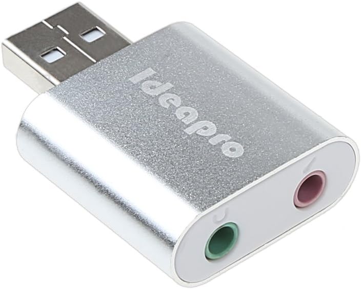 IDEAPRO USB Aluminum External Stereo Sound Adapter with 3.5mm Speaker