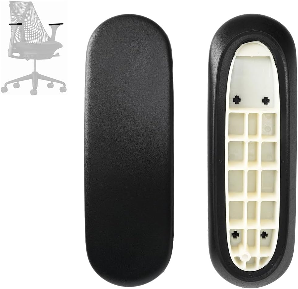 M.one Arm Pads Caps Replacement for Herman Miller Fixed Armrest Sayl Office Chair, Black Vinyl (1-Pair)