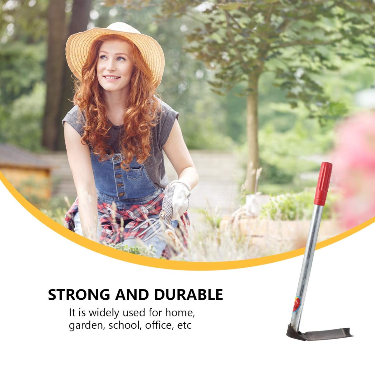 Kisangel Azada De Jardín De Diseño Ergonómico Azada De Acero Liviana para Cavar Plantar Y Desmalezar