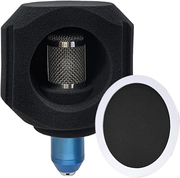 Microphone Isolation Shield Filter   Portable 5-Sided Acoustic Foam Ball for Recording Studio   Reduces Room Noise, Reflections & Plosives for Vocals, Podcasting, Streaming
