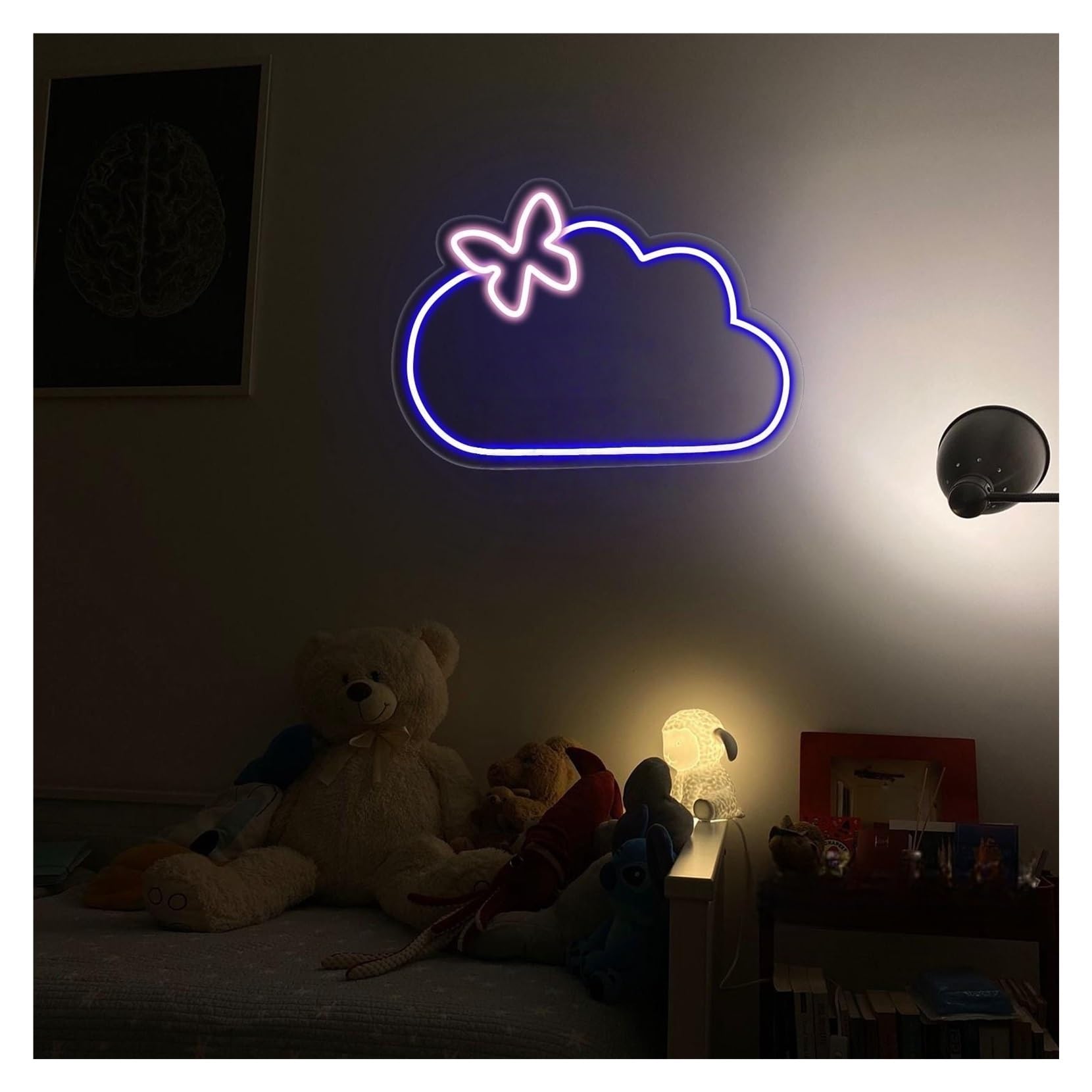 RONGCH Hanging Art Signs Butterfly Cloud Neon Sign,Suitable for Kids Room Home Wall Decor with Dimmable 30cmx40cm(A)