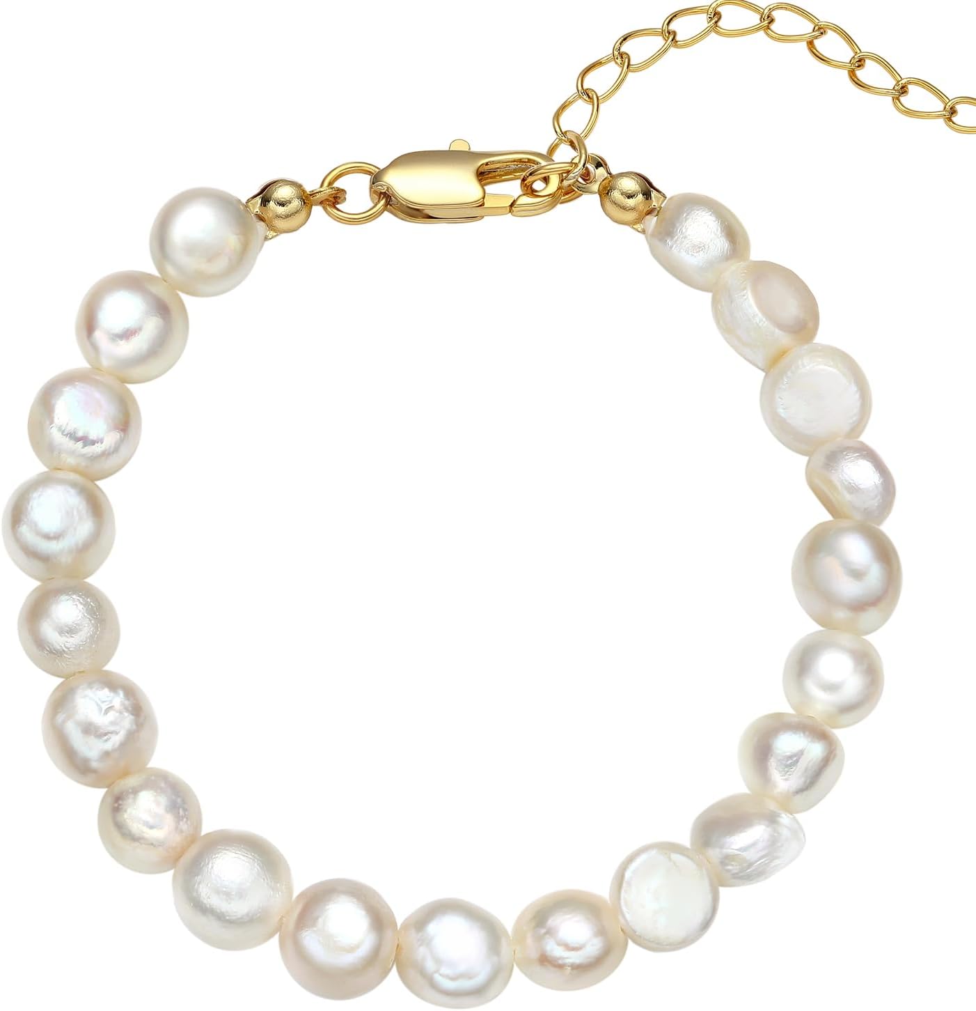 Natural Freshwater Baroque Pearl Bracelets for Women 5-10mm White Cultured Pearls Summer Beaded Bracelets Anklets for Women Gifts
