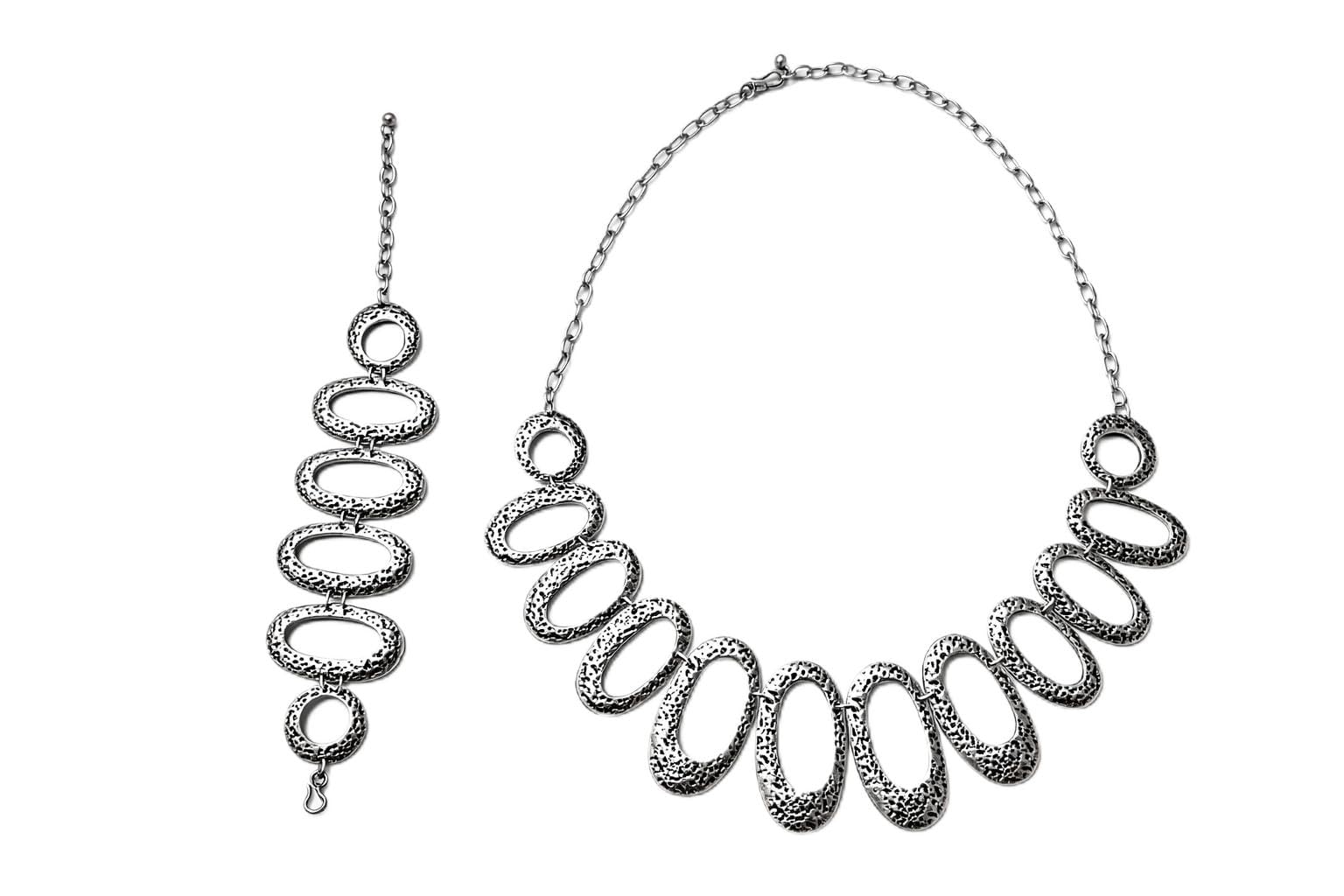 Juego de joyas collar pendientes pulsera plata mujer conjunto completo 2