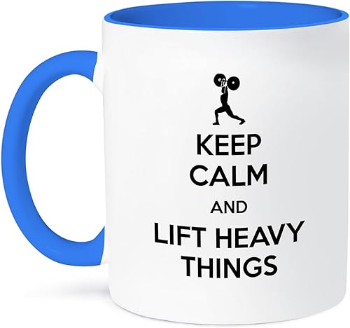 3dRose Taza Keep Calm and Lift Heavy Things, 11 onzas, color azul