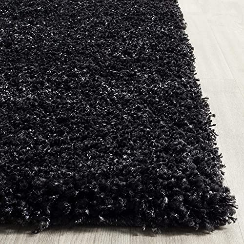Image of A R Creations Anti Slip Fluffy Fur Plain Area Rug Made with Polyester and Microfiber for Home Office Kitchen Living Room Bedroom and DiningHall (5x7 Feet, Black