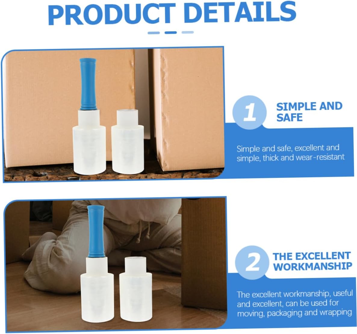 1set Shrink Wrap Stretch Film Handle Self-Adhesive Industrial Stretch Wrap for Moving Packing and Storage Lightweight and Portable Protective Film for Easy Use