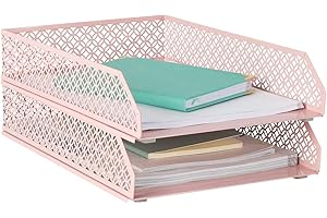 Blu Monaco Stackable Pink Paper Tray Set