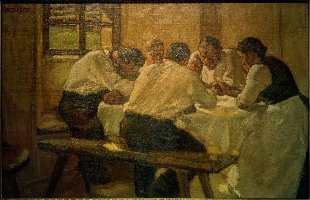 Peinture Murale Déjeuner Albin Egger Lienz Décoration Salon