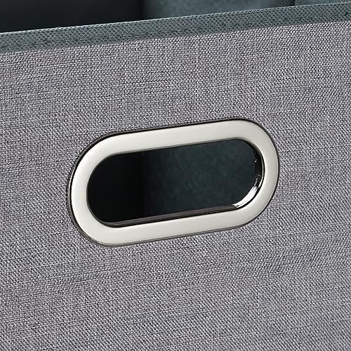 Relaxdays Aufbewahrungsbox, 2er Set, Faltbare Regalboxen, Grifflöcher, HxBxT: 32 x 33 x 33 cm, Faltboxen, Leinen, grau