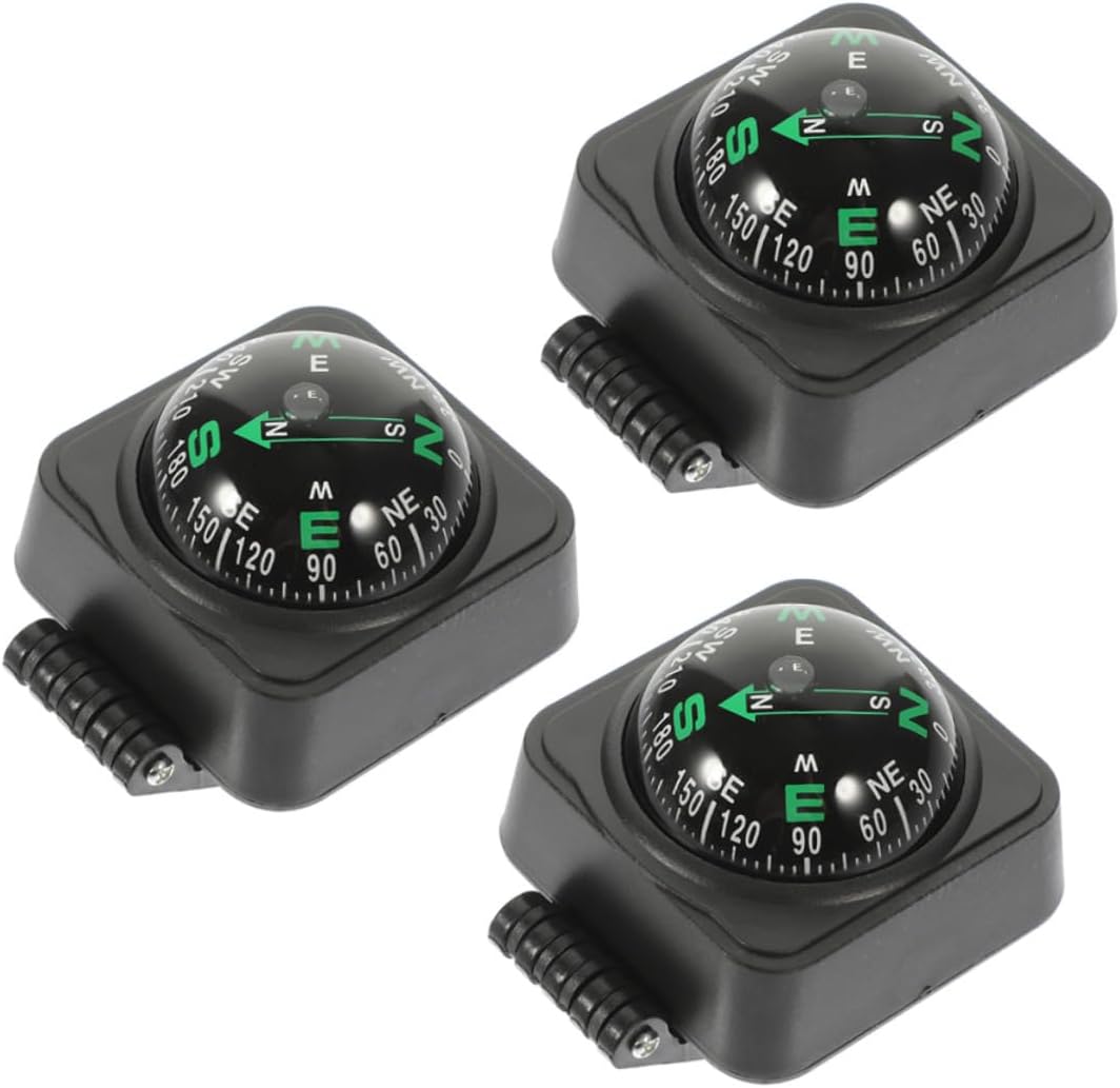 BESTonZON 3pcs Adjustable Dashboard Compass Ball for Car and Boat, High Precision Automotive On-Board Compass for Outdoor Navigation and Vehicle Direction Guide